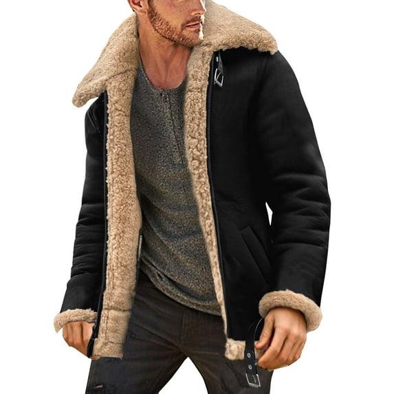 dmqupv Hard Shell Mens Jacket Men Plus Size Winter Coat Lapel Collar Long Sleeve Padded Coat for Men Fashion Winter Outerwear Black XX-Large