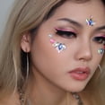 thumbnail image 4 of Juego de 4 tatuajes de joyas para la cara de sirena con diamantes de imitación, pegatinas para el cuerpo, pegatinas temporales con piedras preciosas y lágrimas de cristal, 4 of 5