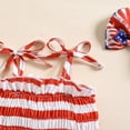 thumbnail image 4 of LIIPEE Girls Onesie Summer Cute Strappy Sleeveless Ruffled July Ou 4Th Striped Printed Pleated Dress Bodysuit With Headband Infant Versatile Photoshoot One-Pieces,Red2,3-6 Months, 4 of 9