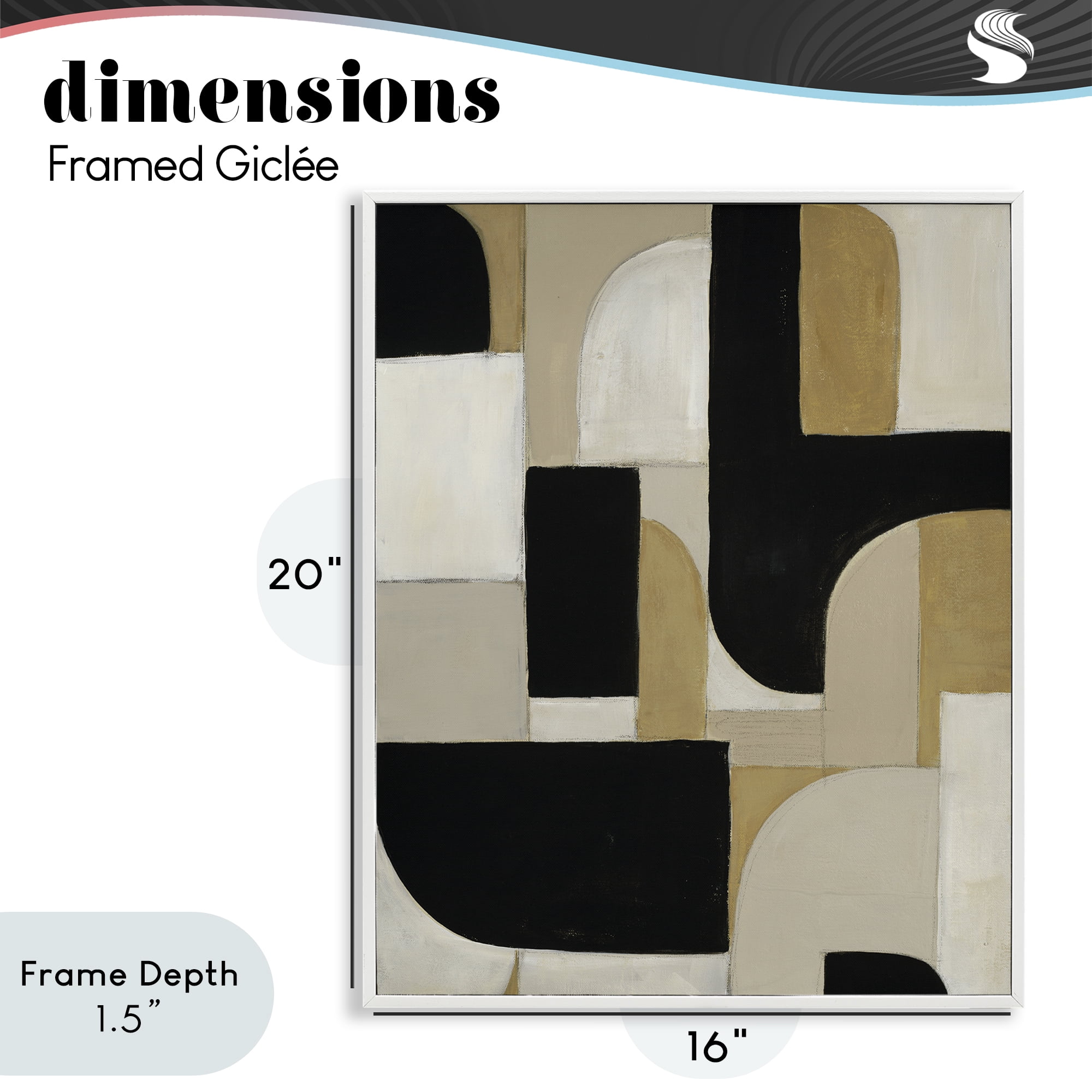 Stupell Industries Black & Neutral Shapes White Framed Giclee Art, design by Kippi Leonard