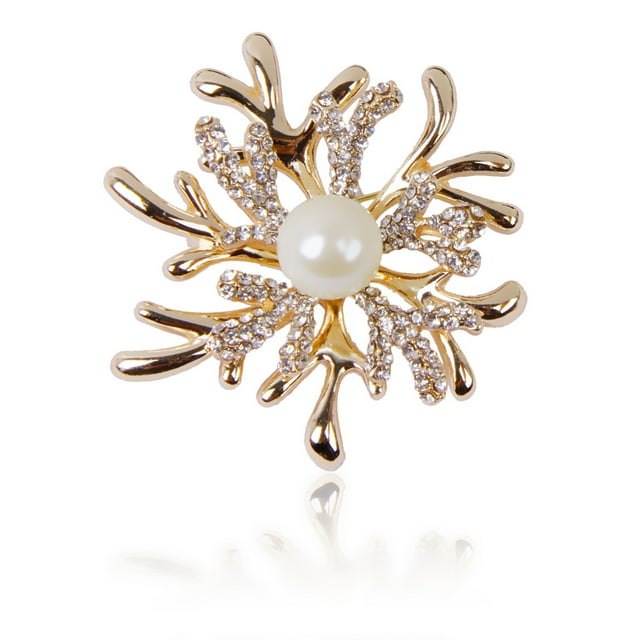 Wedding Bridal Rhinestone Crystal Antlers Champagne Flower Faux Pearl Brooch jinwen Perla Broche