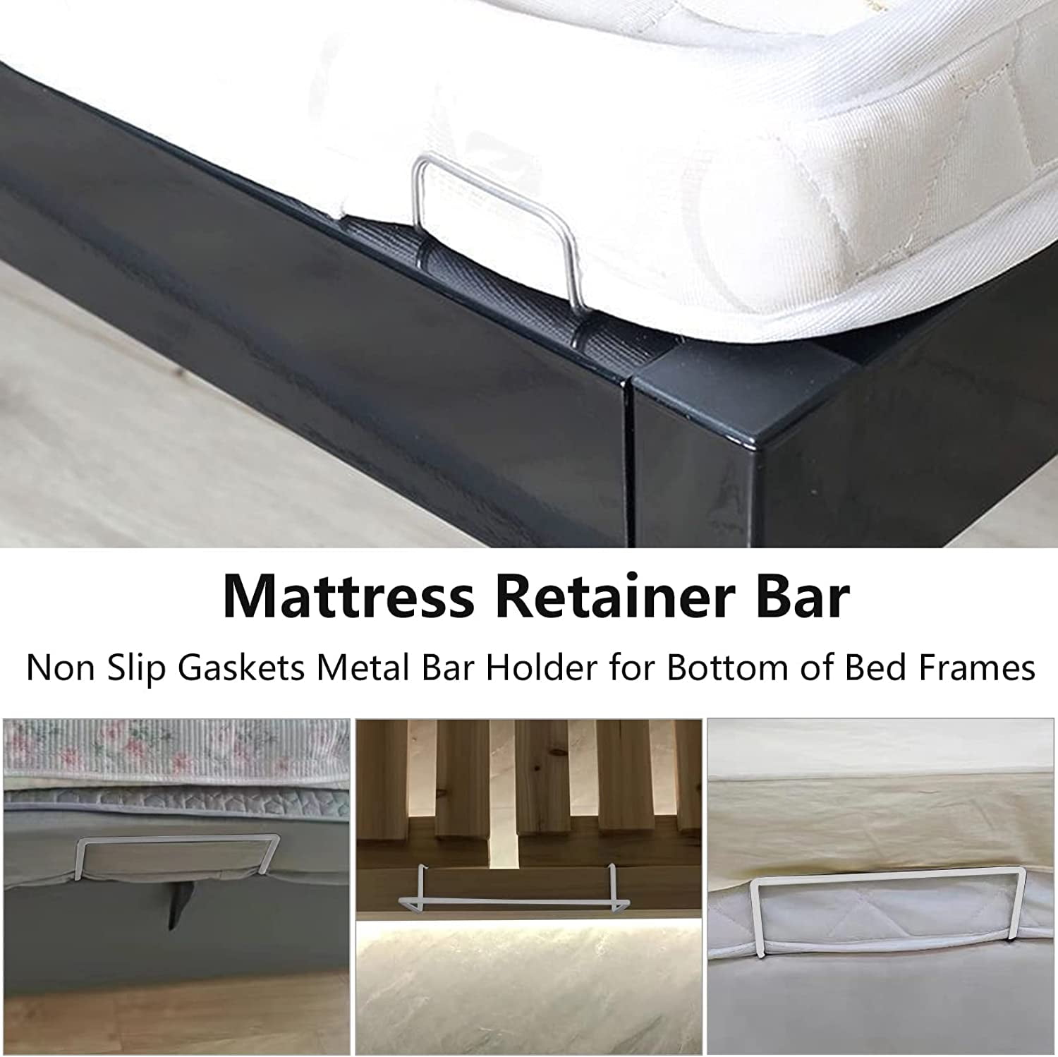 4 Pcs Mattress Holders to Keep Mattress from Sliding for Adjustable  Beds,Non Slip Mattress Gaskets for Bed Frame,RV Mattress Retainer Bar,Metal