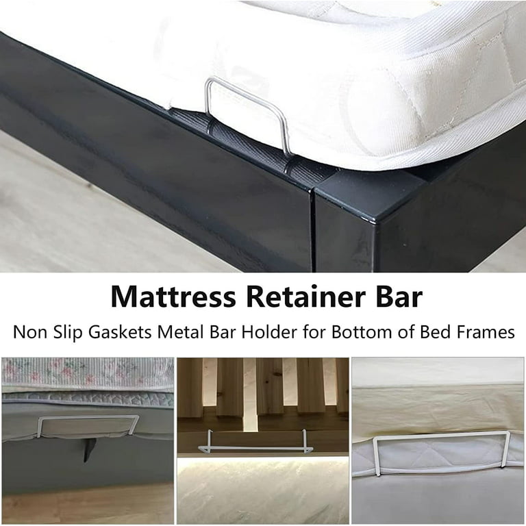 4pcs Mattress Retainer Bar, Mattress Anti-Slip Baffle for Home/RV,  Stuffygreenus Mattress Slide Stopper, White 