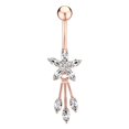 thumbnail image 1 of Navel Ring Rhinestone Flower Stainless Steel Body Piercing Jewelry Belly Ring, 1 of 10