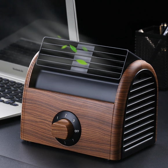 Mini Small Electric Fan Household Dormitory Air Conditioning Rechargeable Small Fan Desk Fanless Student Bed & 124; Fan (wood 2)