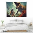 thumbnail image 3 of ONETECH Funny Space Astronaut Dinosaur Tapestry for Men Guys Bedroom, Cool Trippy Universe Planet Art Tapestries Wall Hanging College Dorm Boys Room Decor Psychedelic Blacklight Galaxy Poster Blanket, 3 of 7