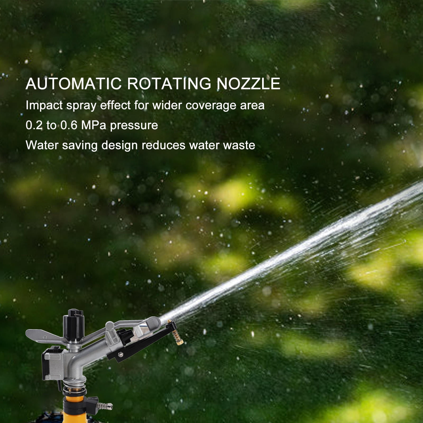 Suodoka 360° Auto‑Rotating Impact Sprinkler – 1″ FNPT, 18‑36 m Coverage, Water‑Saving Irrigation for Yard, Garden & Lawn