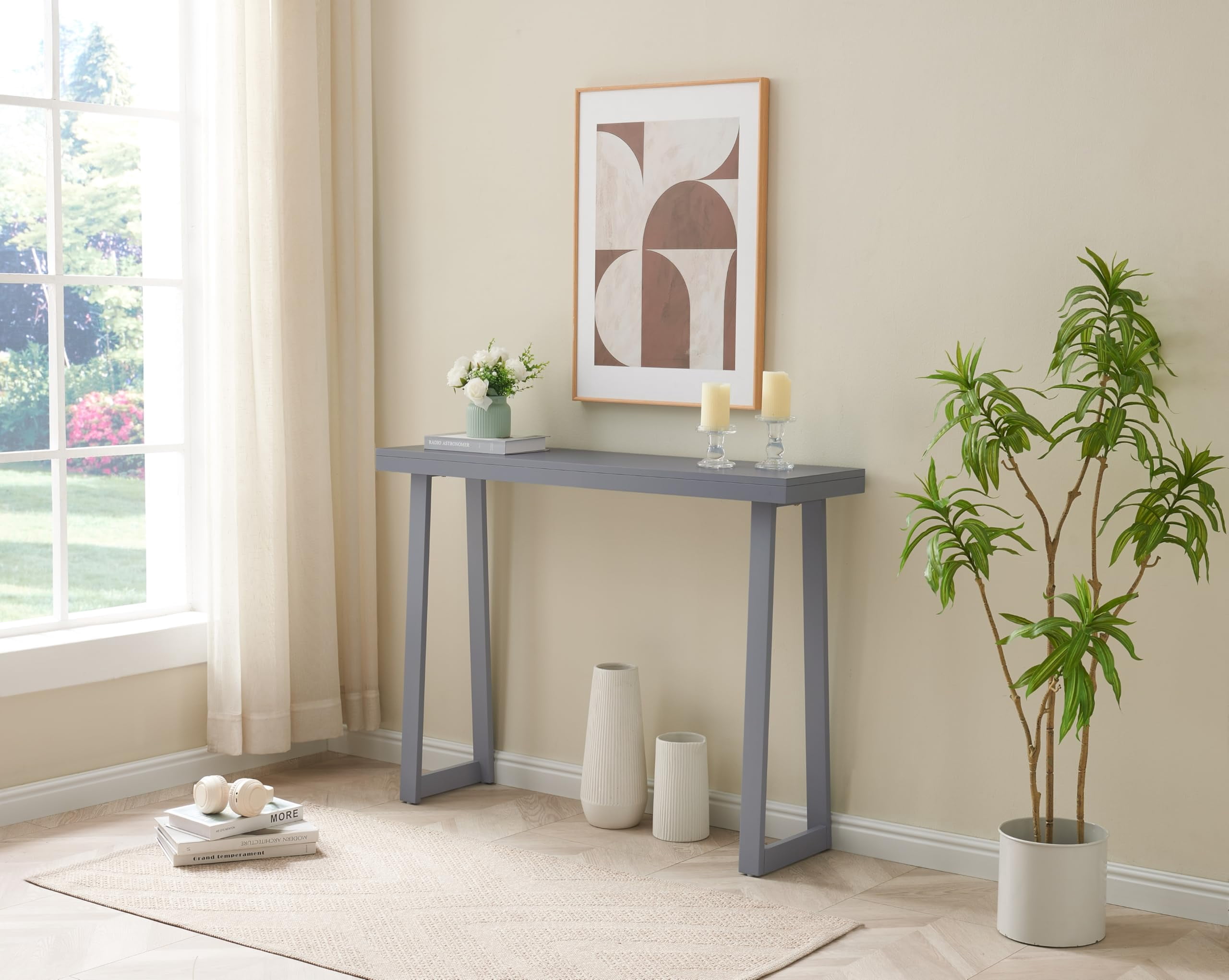 Kings Brand Furniture Claude 36-Inch Console Entryway Table, Narrow Sofa Table for Behind Couch, Hallway, Bedroom, Living Room, Foyer, Grey