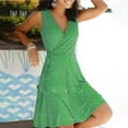 thumbnail image 2 of GEWSEY Womens Plus Size Summer Sleeveless Floral Dress Wrap V Neck Tank Dress (Green, M), 2 of 8