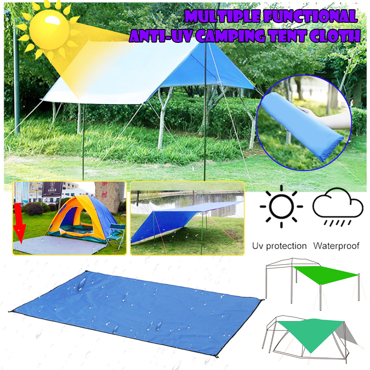 Multifunctional Hammock Rain fly Waterproof Tent Tarp Outdoor Camping Shelter UK 