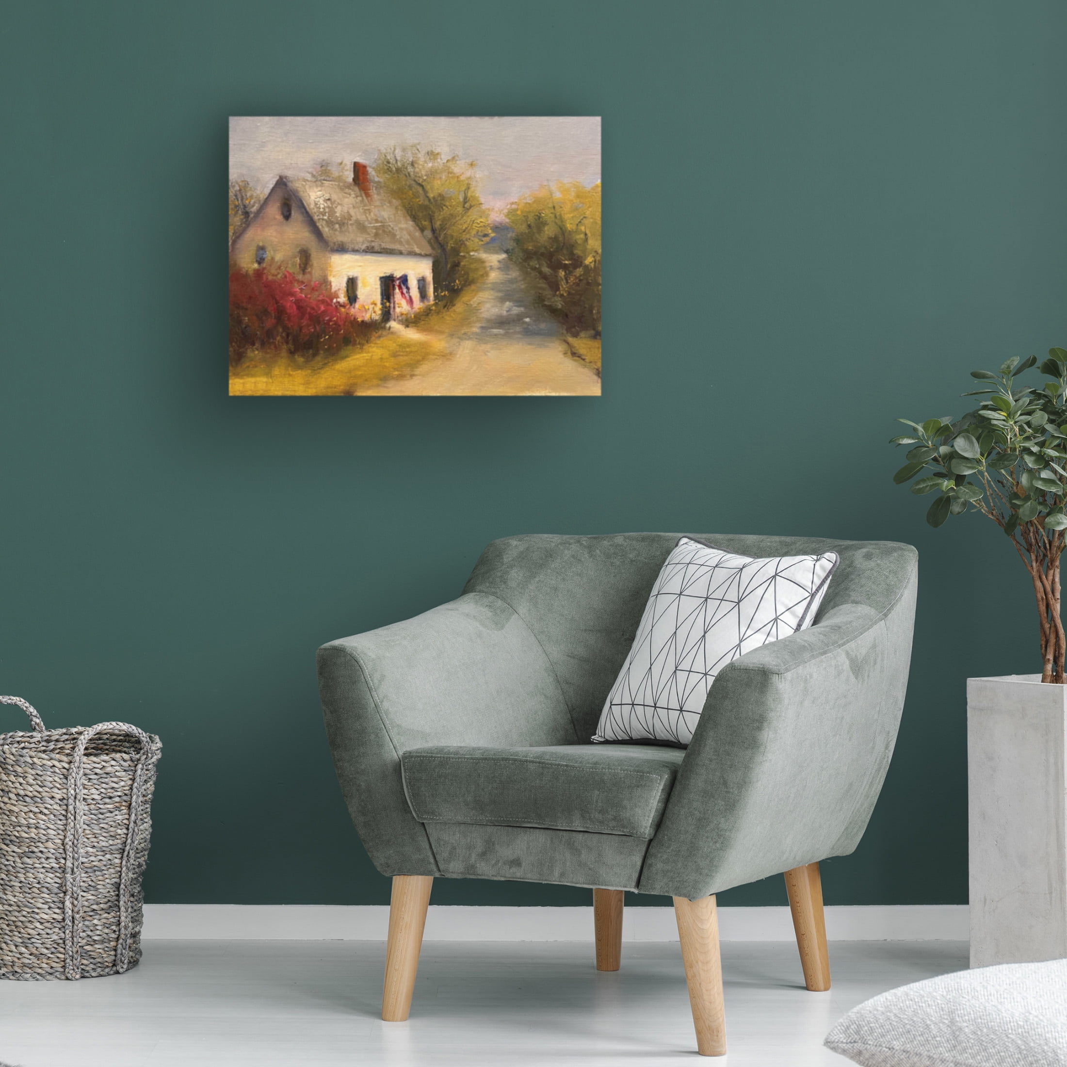 Trademark Fine Art Marilyn Wendling Cottage With Flag Canvas Wall Art