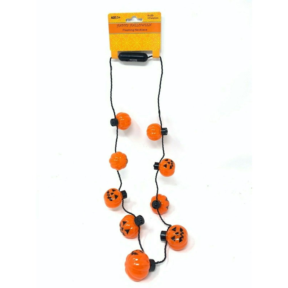 Licensed Jumbo Pumpkin Light Up Halloween Necklace