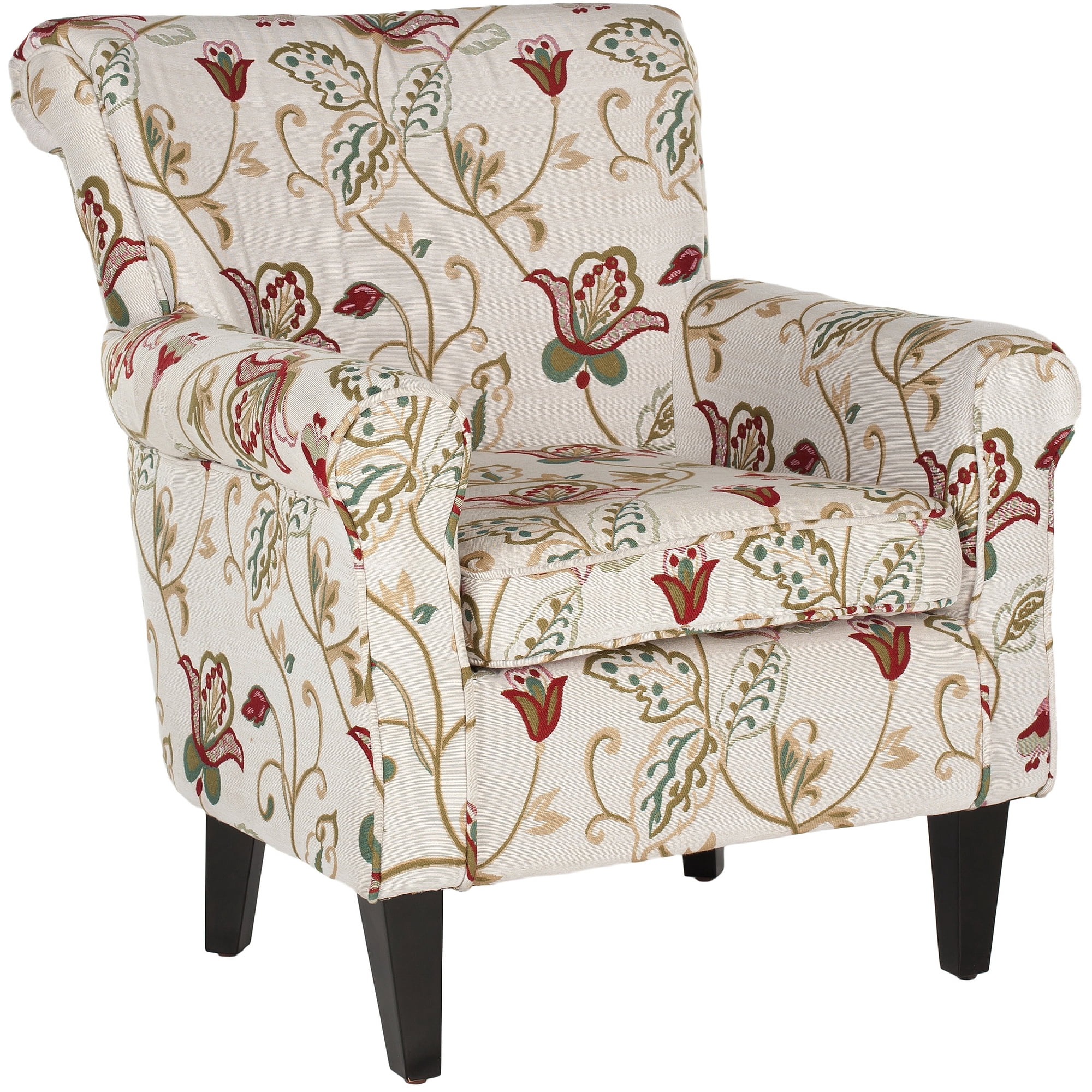 SAFAVIEH Hazina Contemporary Floral Fully Upholstered Club Chair, Red/White