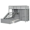 thumbnail image 6 of Harper & Bright Designs Twin Size Bunk Bed with Hydraulic Bed and Wardrobe, Wooden Bunkbed with 6 Drawers & Storage Shelves, Full-Length Guard Rail, Gray, 6 of 15