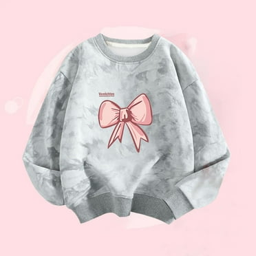 Spazoro Childs Girls Sweatshirts, Crew Neck Fall Winter Long Sleeve Graphic Toddlers Kids Tops for Girls Boys Gray Size 4 T