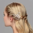 thumbnail image 3 of Moda Flor Hoja Boda Nupcial Peine Del Pelo Rhinestone Imitación Perlas Sombreros Sunnimix Peineta, 3 of 8