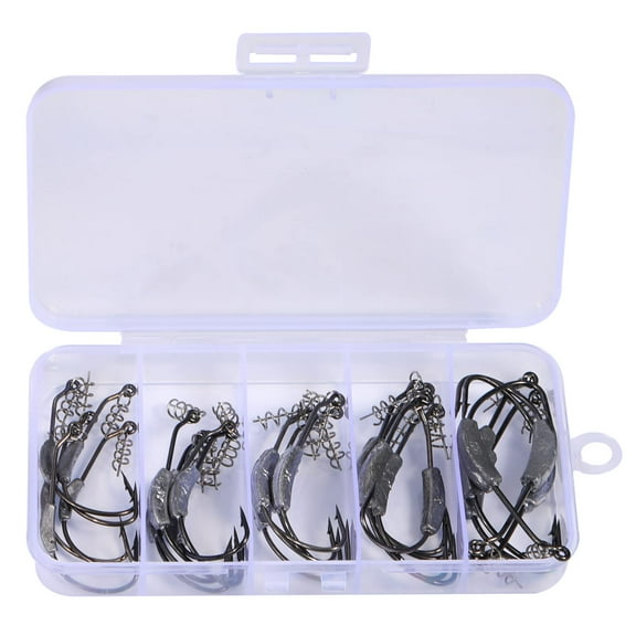 Holzlrgus Fishing Hooks High Carbon Steel Worm Soft Bait Jig Fish Hooks with Plastic Box