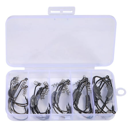 Holzlrgus Fishing Hooks High Carbon Steel Worm Soft Bait Jig Fish Hooks with Plastic Box