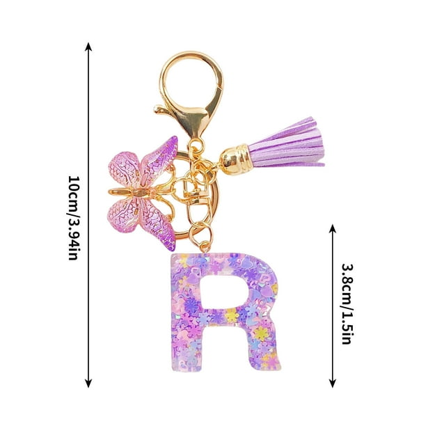 Carteras para las Mujeres Llavero de la Carta Inicial, Borla de las Señoras, Llavero de Coche Lindo Púrpura, Cartera, Mochila Mochila para las Mujeres