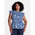 thumbnail image 2 of Time and Tru Women's Sleeveless Smocked Top with Ruffle Trim, Sizes XS-XXXL, 2 of 6
