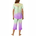 thumbnail image 5 of Jamicy Soft Pajamas Womens Tie Dye Printed Button Draped Crew Neck Short Sleeve Top Pocket Sports Capris Comfortable Woemn's Pajama Set, 5 of 6