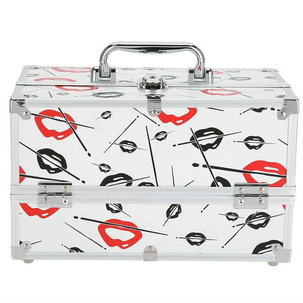 Caja de almacenamiento de cosméticos NikouMX profesional organizadora de maquillaje color Blanco Rosa