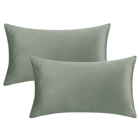 Unique Bargains Velvet Modern Zipper Cushion Decorative Throw Pillow Covers (2 Count) Gray 12" x 20"