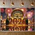thumbnail image 6 of Golden Theme Happy New Year Banner Fireworks Design 2026 New Year Banner Clock Pattern Champagne New Year Celebration Banner for New Year Party New Year's Eve Celebration Home Decoration, 6 of 9