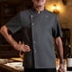 thumbnail image 1 of Blusa y camisa de manga corta con cuello alto para hombre, color liso, transpirable, para chef, con botones y botones, de poliéster., 1 of 6