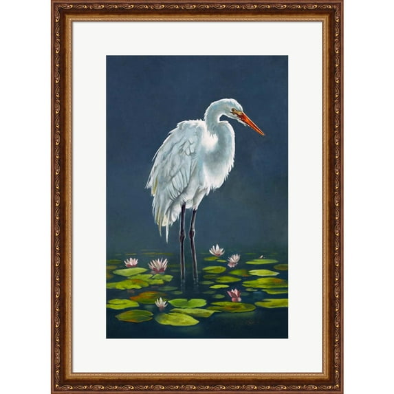 Great Art Now Egret Amongst The Lily Pads by Lucca Sheppard, Framed Wall Art, 18.75W x 25.25H