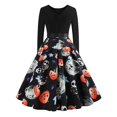 thumbnail image 4 of Mujeres Vintage Elegante Halloween Costura Calabaza Lindo Bowknot Fiesta Swing Vestido Likrtyny Mujer, 4 of 9
