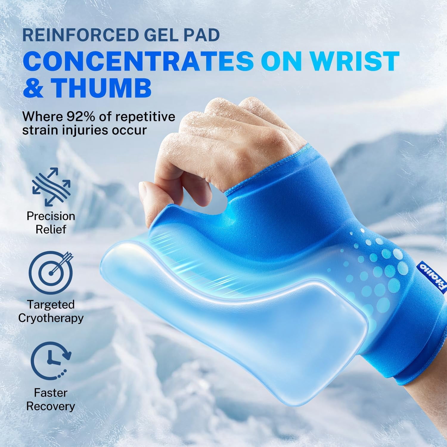 Thumb & Wrist Ice Pack Wrap, Thickened Ice Gel Pad, Ergonomic , Long Lasting Cold & Warm for Carpal Tunnel Relief, Arthritis, Computer Overuse Injuries, Post-Surgery, Post-Workout, Size S/M