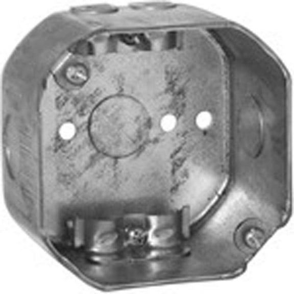 Raco 0175 4" Octagon Box, 2-1/8" Deep, 1/2" Side Knockouts, NMSC clamps