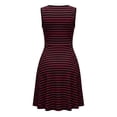 thumbnail image 6 of Hduncf Women's Casual Dresses Trendy Waistline Round Neck Sleeveless Striped High Waisted A Line Bodycon Dresses Red L, 6 of 7