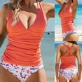 thumbnail image 2 of Huowey Women Swimwear Cute Floral Print Swimsuits V-Neck Tankini Set Boho Bathing Suit Honeymoon Cruise Trendy Wear, 2 of 8