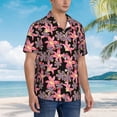 thumbnail image 2 of Lsque Lilies Flowers pattern Hawaiian Shirt for Men, Unisex Summer Beach Casual Short Sleeve Button Down Shirts-Small, 2 of 9