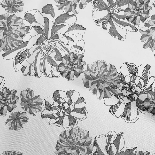 oneOone Rayon White Fabric Floral With Lines Sewing Craft Projects Fabric Prints By Yard 56 Inch Wide