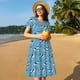 thumbnail image 4 of Fotbe Dolphin Lovers Vestido Largo de Moda para Mujer, Vestido Tipo Camiseta con Manga Corta y Estilo Casual a Rayas y Bloques de Color, 4 of 6