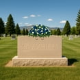 thumbnail image 4 of Sympathy Silks Artificial Cemetery Flowers 30" Blue and White Mums Saddle for Headstone, 4 of 7