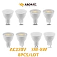 thumbnail image 2 of Foco LED MR16 GU5.3 GU10 3W-8W AC220V, bombilla Led con ángulo de haz de 38 120 grados para el hogar, Bombilla interior para mesa, 8 unidades, 2 of 4