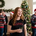thumbnail image 4 of Womens Merry T Shirt Funny Cute Xmas Spirit Cheer Lovers Tee for Ladies Womens Graphic Tees, 4 of 9