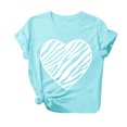thumbnail image 2 of LEBONYARD Blouses for Women Clearance $5,Fashion Women Valentine's Day Print Short Sleeve T-shirt Novelty Graphic Tops Light Blue S, 2 of 3