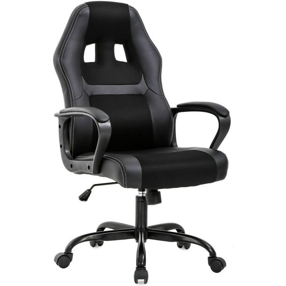 BestOffice Office Chair PC Cheap Ergonomic PU Leather Executive Lumbar Support for Women, Men, Black