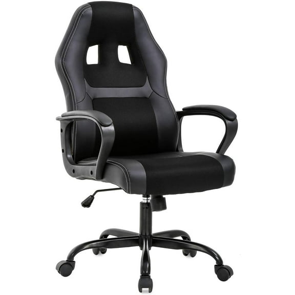 BestOffice Office Chair PC Cheap Ergonomic PU Leather Executive Lumbar Support for Women, Men, Black