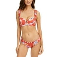 thumbnail image 2 of SUNDAZED Women's Orange Floral Bra-Sized Sweetheart Neck Adjustable Ruffled Skye Underwire Swimsuit Top 36DD, 2 of 2