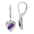 thumbnail image 4 of 925 Sterling Silver Rhodium-plated Amethyst Diamond Earrings, 4 of 5