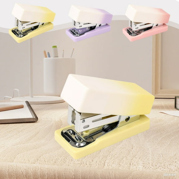 Mini Desktop Stapler, Cute Stapler, Gradient Stapler, Includes 400 Standard Staples 15 Sheets Capacity, Small Design, Perfect for Scholars & Office Use, Easy Stapling, Compact Paper Fastener