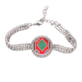 thumbnail image 1 of Red Green Line Mexico Totems Ancient Civilization Tennis Chain Anklet Bracelet Diamond Jewelry, 1 of 3
