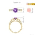 thumbnail image 4 of ANGARA Natural Three Stone Round 1.15 ct Amethyst and Diamond Ring in 14K Yellow Gold for Women (Size-7mm) | February Birthstone, Birthday, Anniversary, Jewelry Gift for Women | Natural Amethyst Ring, 4 of 8