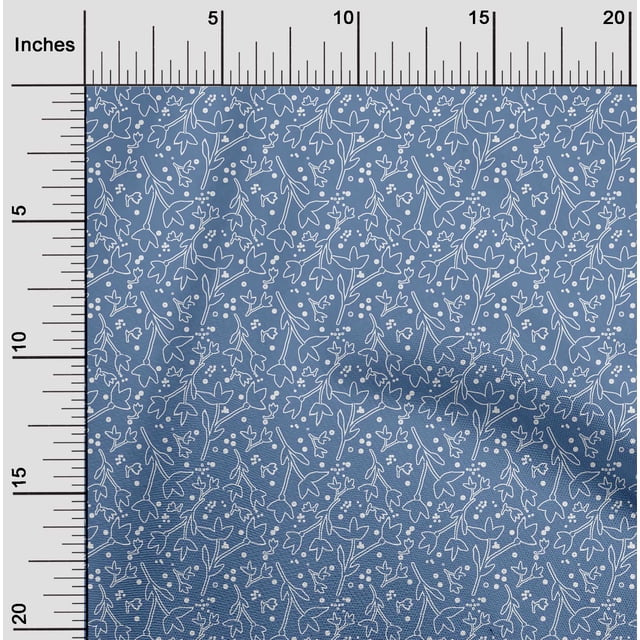 oneOone Rayon Dusty Blue Fabric Florals Craft Projects Decor Fabric Printed By The Yard 56 Inch Wide